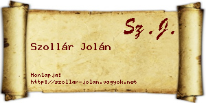 Szollár Jolán névjegykártya